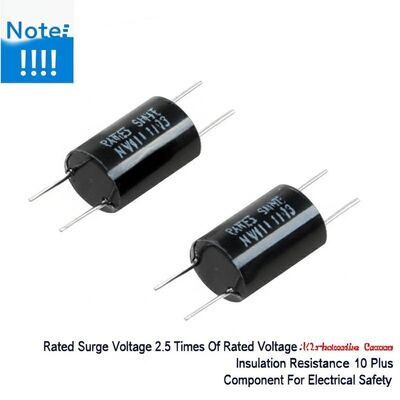 Tensão de surto nominal 2,5 vezes a tensão nominal X2 Resistência de isolamento do capacitor de proteção 10 Mais componente para segurança elétrica