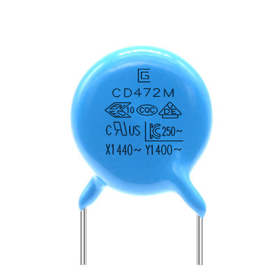 -40C-85C Y1 Capacidade do condensador de segurança 472M/400V Resistência ao isolamento &gt; 100MΩ Certificado CE