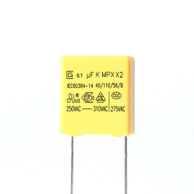 Capacitador de segurança radial X2 250 VAC Faixa de capacidade 0,001 uF - 4,7 uF - 40,C a 85,C