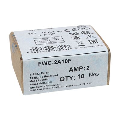 Excelente capacidade de ciclismo e desempenho Cramic Fuse Eaton Bussmann 10 X 38 mm Ferrule Fuse FWC-2A10F