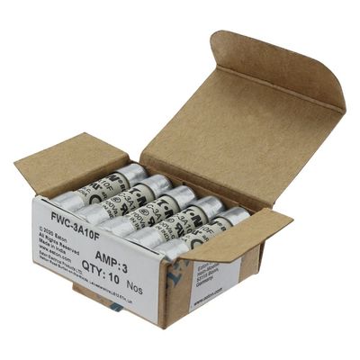 Excelente capacidade de ciclismo e desempenho Cramic Fuse Eaton Bussmann 10 X 38 mm Ferrule Fuse FWC-3A10F