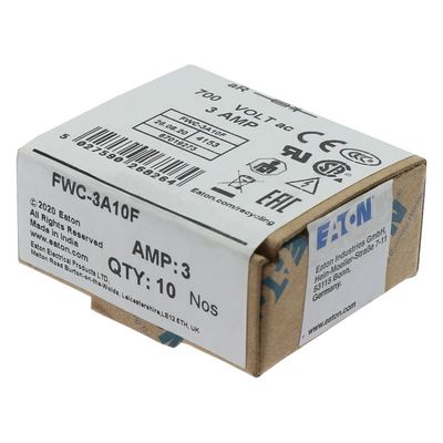 Excelente capacidade de ciclismo e desempenho Cramic Fuse Eaton Bussmann 10 X 38 mm Ferrule Fuse FWC-3A10F