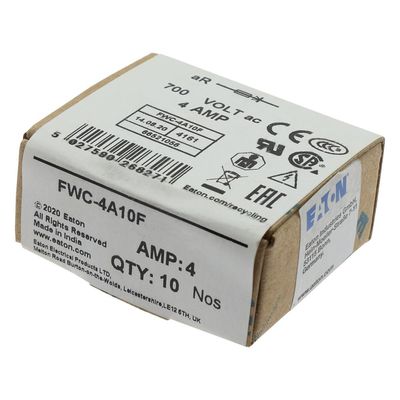 Excelente capacidade de ciclismo e desempenho Cramic Fuse Eaton Bussmann 10 X 38 mm Ferrule Fuse FWC-4A10F