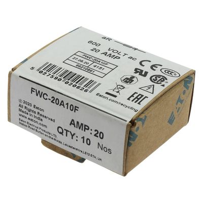 Excelente capacidade de ciclismo e desempenho Cramic Fuse Eaton Bussmann 10 X 38 mm Ferrule Fuse FWC-20A10F