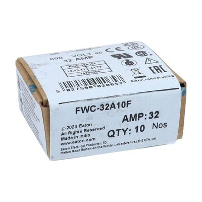 Excelente capacidade de ciclismo e desempenho Cramic Fuse Eaton Bussmann 10 X 38 mm Ferrule Fuse FWC-32A10F