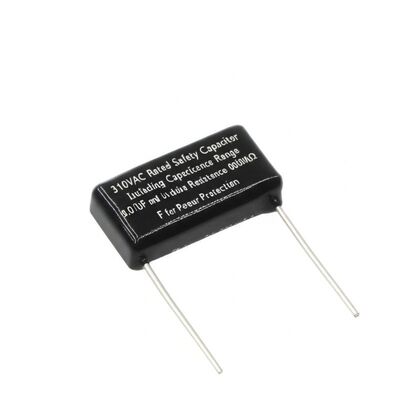 310 VAC Voltagem nominal Capacitor de segurança X2 Incluindo faixa de capacitância de 0,001 uF a 4,7 uF e resistência de isolamento 000MΩ para proteção de potência